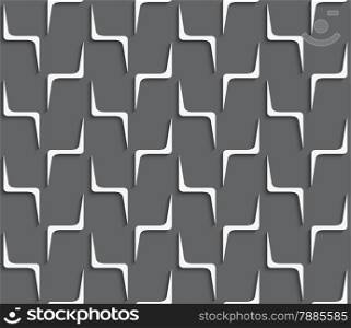 Seamless geometric background. Modern monochrome 3D texture. Pattern with realistic shadow and cut out of paper effect.Geometrical ornament with white zig-zag shapes on dark gray.