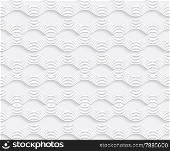 Seamless geometric background. Modern monochrome 3D texture. Pattern with realistic shadow and cut out of paper effect.Geometrical ornament 3d wavy lines on white background.&#xA;