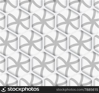 Seamless geometric background. Modern monochrome 3D texture. Pattern with realistic shadow and cut out of paper effect.Geometrical ornament 3d hexagonal net on white background.