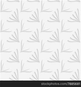 Seamless geometric background. Modern monochrome 3D texture. Pattern with realistic shadow and cut out of paper effect.White ornament with geometric floral shapes on white background.