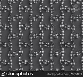 Seamless geometric background. Modern monochrome 3D texture. Pattern with realistic shadow and cut out of paper effect.Geometrical ornament dots 3d texture on dark gray background.