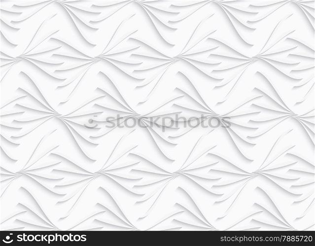 Seamless geometric background. Modern monochrome 3D texture. Pattern with realistic shadow and cut out of paper effect.White ornament with geometric floral shapes.