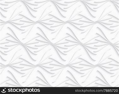 Seamless geometric background. Modern monochrome 3D texture. Pattern with realistic shadow and cut out of paper effect.White ornament with geometric floral shapes.
