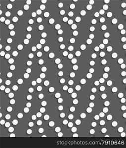 Seamless geometric background. Modern monochrome 3D texture. Pattern with realistic shadow and cut out of paper effect.Geometrical pattern with dots making waves.