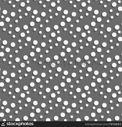 Seamless geometric background. Modern monochrome 3D texture. Pattern with realistic shadow and cut out of paper effect.Geometrical pattern with big and small dots.