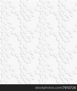 Seamless geometric background. Modern monochrome 3D texture. Pattern with realistic shadow and cut out of paper effect.Geometrical pattern with white dots making waves on white.