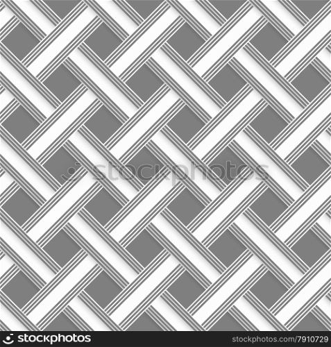 Seamless geometric background. Modern monochrome 3D texture. Pattern with realistic shadow and cut out of paper effect.Geometrical pattern with gray beveled lattice.