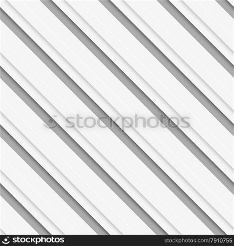 Seamless geometric background. Modern monochrome 3D texture. Pattern with realistic shadow and cut out of paper effect.Geometrical pattern with white beveled diagonal lines.