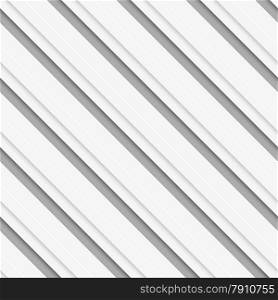 Seamless geometric background. Modern monochrome 3D texture. Pattern with realistic shadow and cut out of paper effect.Geometrical pattern with white beveled diagonal lines.