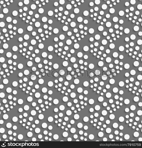 Seamless geometric background. Modern monochrome 3D texture. Pattern with realistic shadow and cut out of paper effect.Geometrical pattern with white dots clusters.