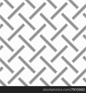 Seamless geometric background. Modern monochrome 3D texture. Pattern with realistic shadow and cut out of paper effect.Geometrical pattern with gray beveled lines on white.