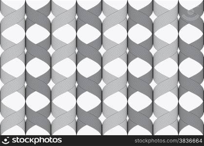 Seamless geometric background. Modern monochrome ribbon like ornament. Pattern with textured ribbons.Ribbons cross overlapping pattern.