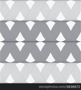 Seamless geometric background. Modern monochrome ribbon like ornament. Pattern with textured ribbons.Ribbons gray shades crosses grid pattern.