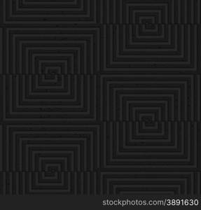 Seamless geometric background. Pattern with 3D texture and realistic shadow.Textured black plastic cut and shifted squares.