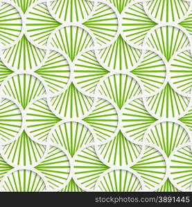 Seamless geometric background. Pattern with realistic shadow and cut out of paper effect.3D green striped pin will grid.