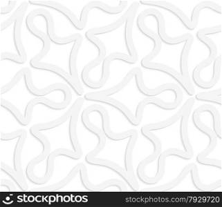 Seamless geometric background. Pattern with realistic shadow and cut out of paper effect.White 3d paper.3D white abstract geometrical clubs.