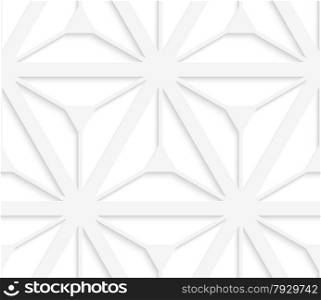 Seamless geometric background. Pattern with realistic shadow and cut out of paper effect.White 3d paper.3D white grid with six ray stars.