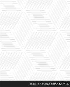 Seamless geometric background. Pattern with realistic shadow and cut out of paper effect.White 3d paper.3D white striped cubes.