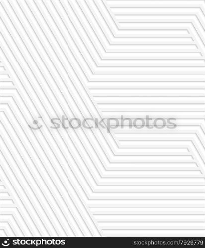 Seamless geometric background. Pattern with realistic shadow and cut out of paper effect.White 3d paper.3D white striped hexagonal big.