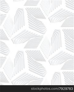 Seamless geometric background. Pattern with realistic shadow and cut out of paper effect.White 3d paper.3D white striped sea stars.