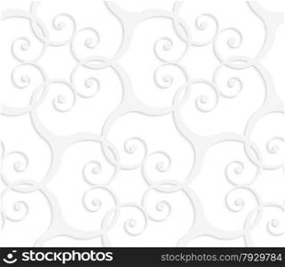 Seamless geometric background. Pattern with realistic shadow and cut out of paper effect.White 3d paper.3D white swirls grid.