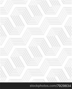 Seamless geometric background. Pattern with realistic shadow and cut out of paper effect.White 3d paper.3D white striped diagonal perforated fence.