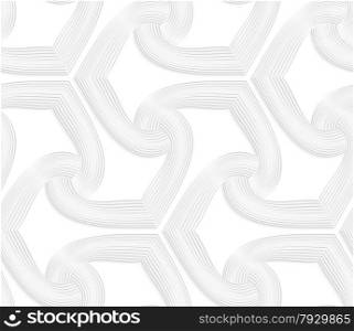 Seamless geometric background. Pattern with realistic shadow and cut out of paper effect.White 3d paper.3D white striped spades.