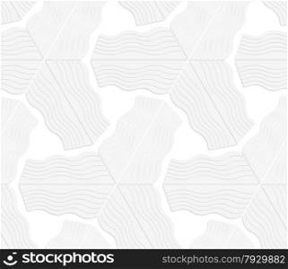 Seamless geometric background. Pattern with realistic shadow and cut out of paper effect.White 3d paper.3D white striped triangular stars.