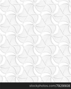 Seamless geometric background. Pattern with realistic shadow and cut out of paper effect.White 3d paper.3D white hexagonal grid with wavy stripes.