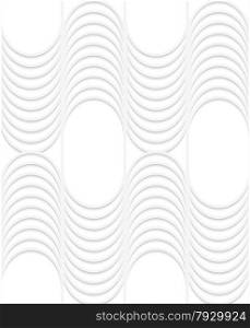 Seamless geometric background. Pattern with realistic shadow and cut out of paper effect.White 3d paper.3D white striped waves with vertical grid.