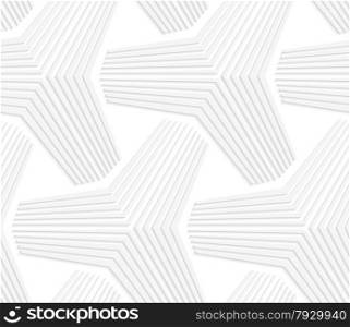 Seamless geometric background. Pattern with realistic shadow and cut out of paper effect.White 3d paper.3D white triangular stars.