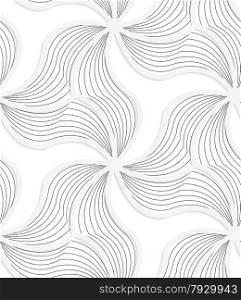 Seamless geometric background. Pattern with realistic shadow and cut out of paper effect.White 3d paper.3D white wavy triangular grid with gray stripes.
