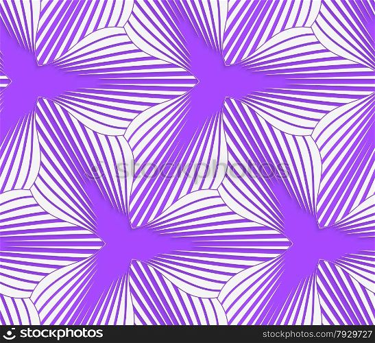 Seamless geometric background. Pattern with realistic shadow and cut out of paper effect.Colored.3D colored purple geometrical striped flower.