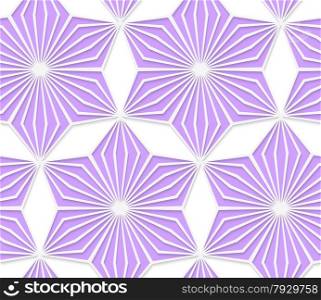 Seamless geometric background. Pattern with realistic shadow and cut out of paper effect.Colored.3D colored purple geometrical star.