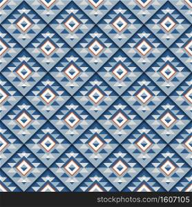 Seamless geometric blue square pattern with shadow. Ornate striped abstract background. Vector illustration