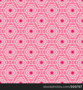 Seamless geometric flower pattern design. Abstract pink cute floral rose background