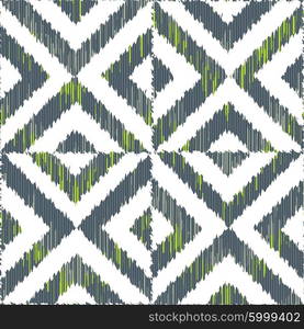 Seamless geometric ikat pattern vector background tile