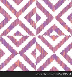 Seamless geometric ikat pattern vector background tile