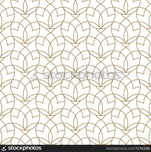 Seamless geometric ornament based on arabic art.Brown color lines.Great design for fabric,textile,cover,wrapping paper,background.Average thickness lines.. Seamless geometric pattern based on arabic ornament in brown color.
