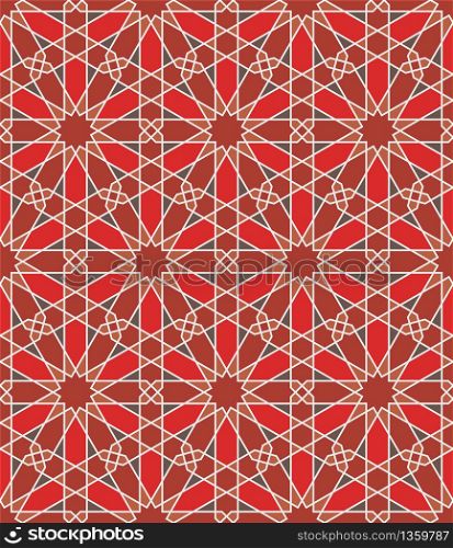 Seamless geometric ornament based on traditional arabic art.Great design for fabric,textile,cover,wrapping paper,background.Each shape type is editable.. Seamless arabic geometric ornament in color.Each shape type is editable.