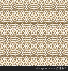 Seamless geometric ornament based on traditional arabic art.Great design for fabric,textile,cover,wrapping paper,background.Thick lines.Rounded corners.. Seamless arabic geometric ornament in brown color.