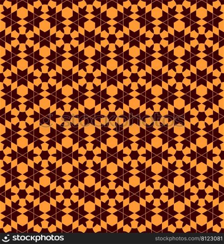 Seamless geometric ornament based on traditional arabic art.Great design for fabric,textile,cover,wrapping paper,background.. Seamless arabic geometric ornament in brown colors