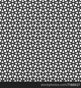 Seamless geometric ornament based on traditional arabic art.Black and white lines.For design template,textile,fabric,wrapping paper,laser cutting.Contains layers of patterns of 1,2,4,8 blocks.. Seamless geometric ornament in black and white.