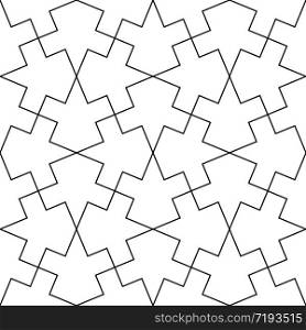 Seamless geometric ornament based on traditional arabic art.Black and white lines.Great design for fabric,textile,cover,wrapping paper,background,laser cutting.Fine lines.. Seamless arabic geometric ornament in black and white.