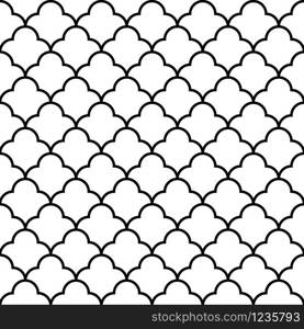 Seamless geometric ornament based on traditional arabic art.Black lines and white background.Great design for fabric,textile,cover,wrapping paper,background.Average thickness.. Seamless arabic geometric ornament in black and white.Average thickness lines.