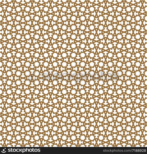 Seamless geometric ornament based on traditional arabic art.Brown and white.For design template,textile,fabric,wrapping paper,laser cutting.Contains layers of patterns of 1,2,4,8 blocks. Seamless geometric ornament in brown and white.