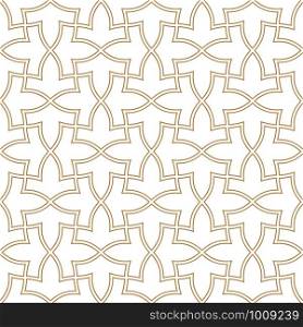 Seamless geometric ornament based on traditional arabic art.Brown color lines.Great design for fabric,textile,cover,wrapping paper,background.Option with two thin lines.Average thickness.. Seamless arabic geometric ornament in brown color.