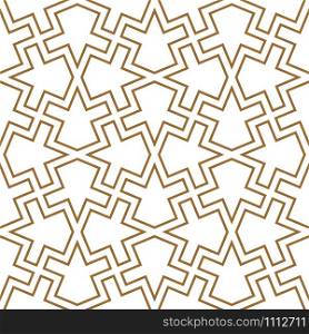 Seamless geometric ornament based on traditional arabic art.Brown color lines.Great design for fabric,textile,cover,wrapping paper,background.Average contoured lines.. Seamless arabic geometric ornament in brown color.