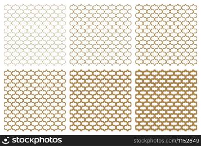 Seamless geometric ornament based on traditional arabic art.Brown color lines.Great design for fabric,textile,cover,wrapping paper,background.Six thickness options.. Arabic seamless geometric pattern .Six thickness options.Brown color lines.