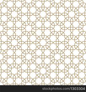 Seamless geometric ornament based on traditional arabic art.Brown color lines.Great design for fabric,textile,cover,wrapping paper,background.Average thickness lines.. Seamless arabic geometric ornament in brown color.Average thickness lines.